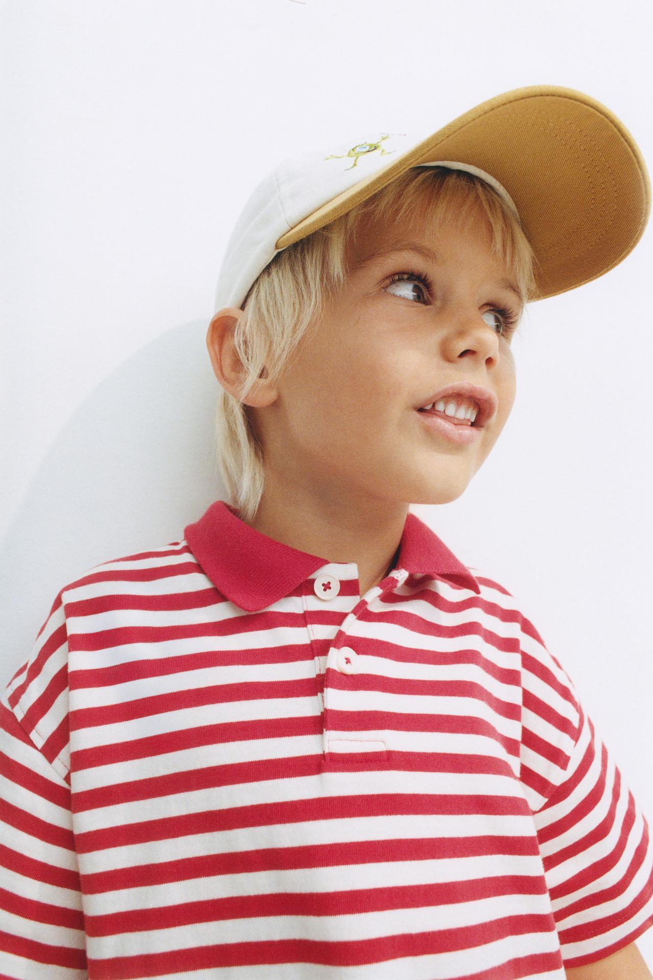 STRIPED POLO SHIRT — Red