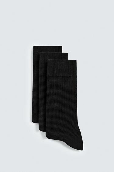 Zara WAFFLE SOCKS 3-PACK - Black