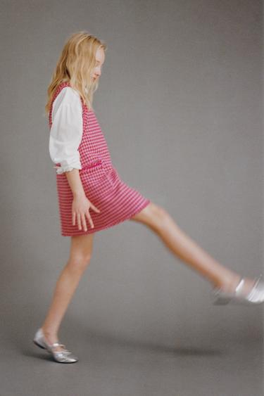 TEXTURED FRAYED PINAFORE DRESS - Pink by Zara