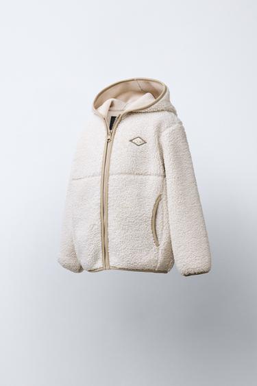 FAUX SHEARLING JACKET WITH HOOD - Ecru by Zara - Image 1