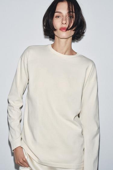 LONG SLEEVE T-SHIRT - camel by Zara - Image 1
