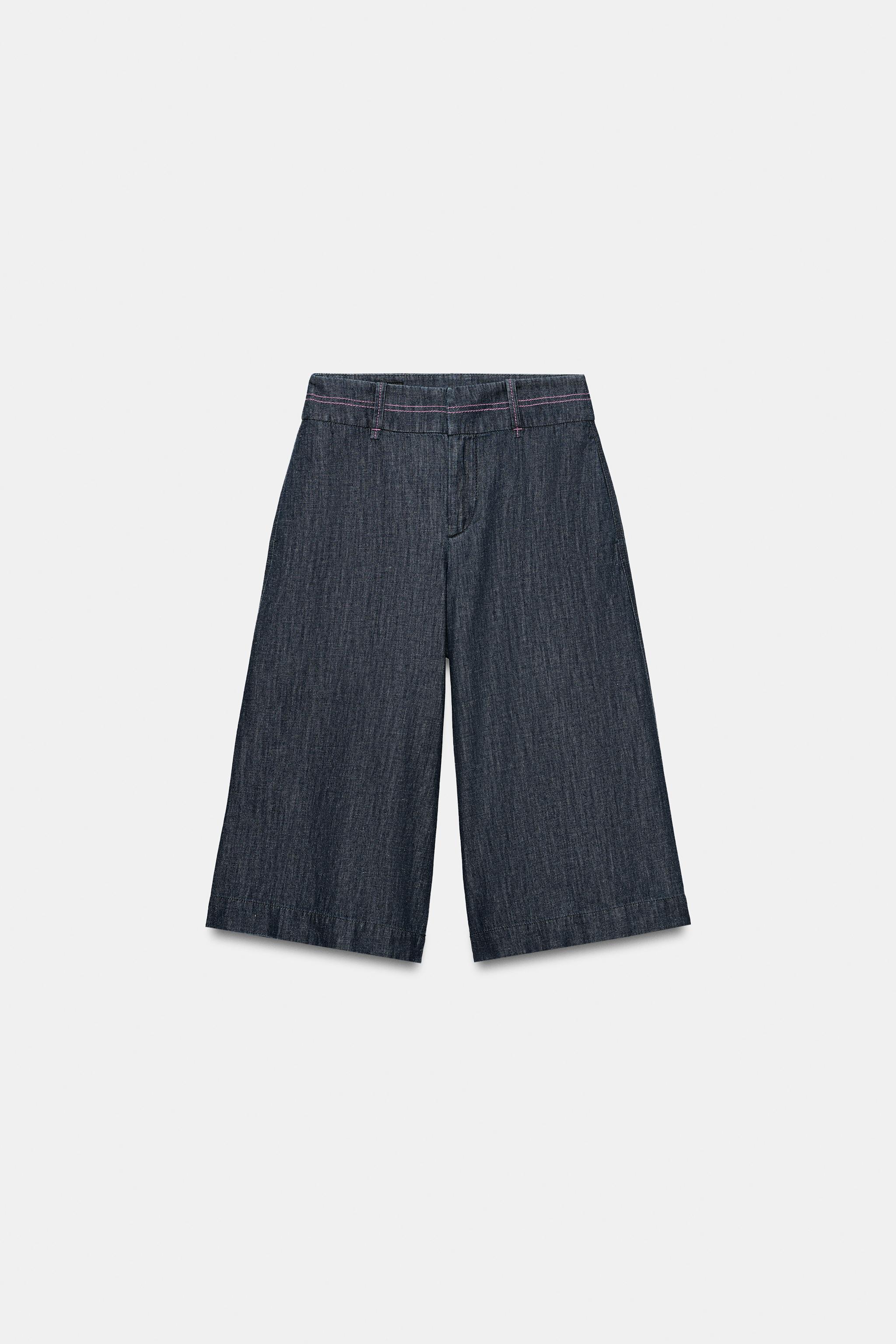 LONG SHORTS WITH CONTRAST TOPSTITCHING