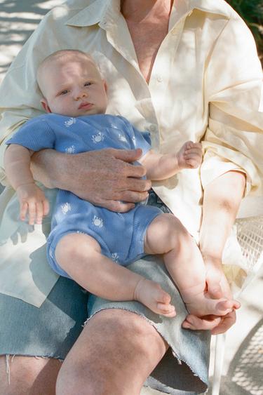 CRAB TEXTURED ROMPER - Blue/White by Zara