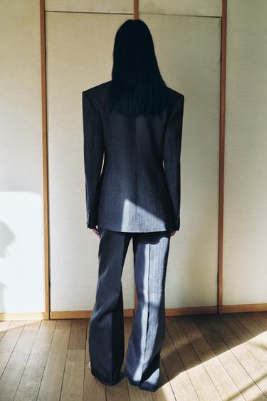 100% LINEN HERRINGBONE TROUSERS - Indigo by Zara - Image 2