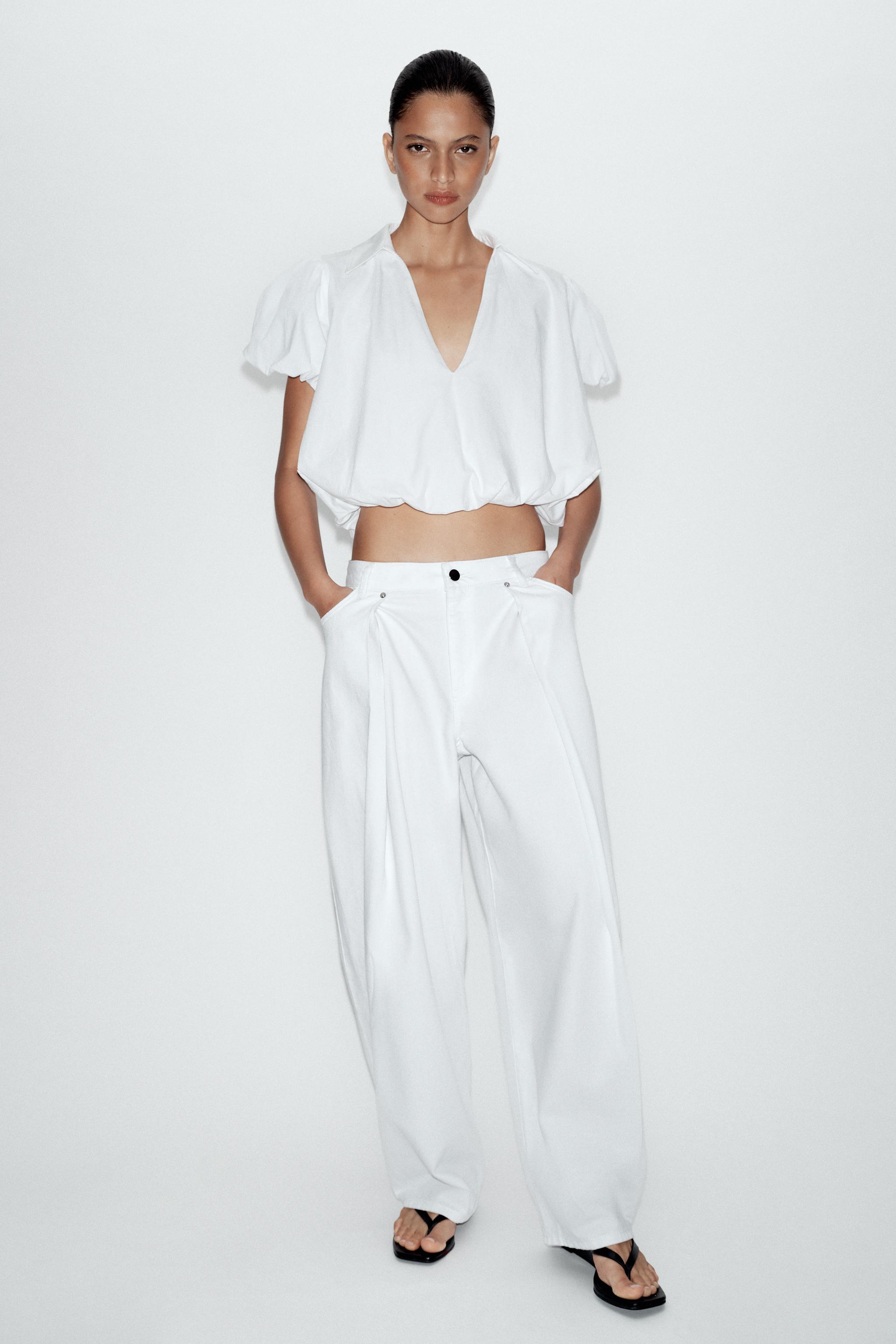 SHORT SLEEVE BALLOON SHIRT — White