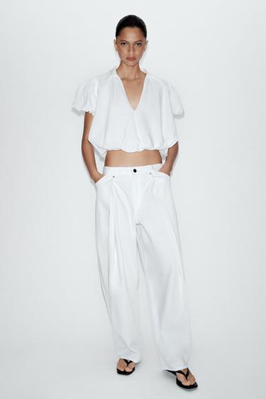 SHORT SLEEVE BALLOON SHIRT - White by Zara