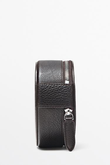 Round nappa leather coin purse — Brown 2