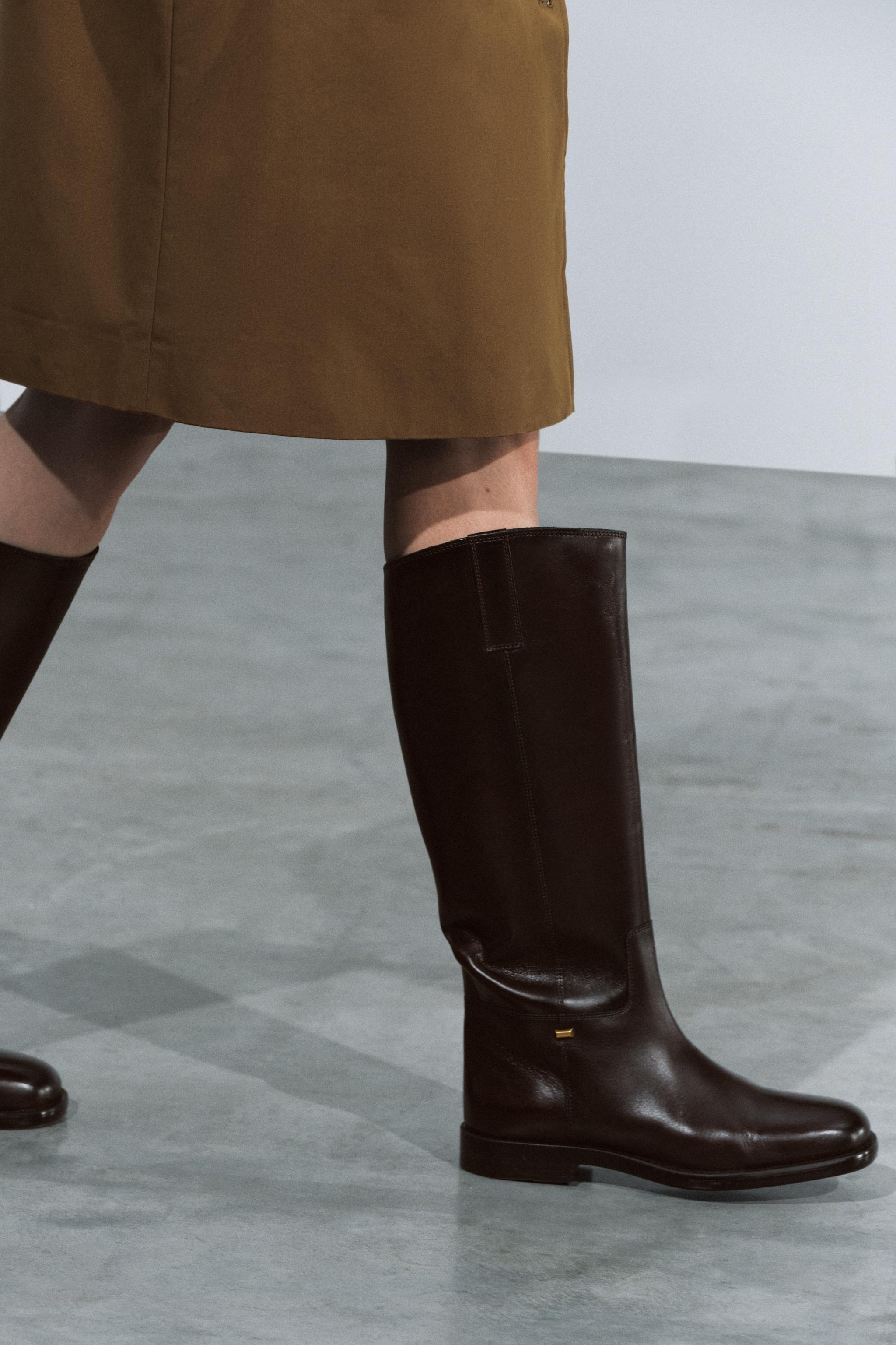 LEATHER RIDING BOOTS - Brown | ZARA United States