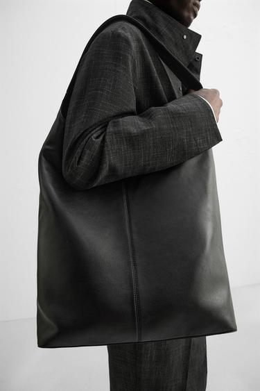 LEATHER SHOPPER BAG - Black by Zara - Image 0