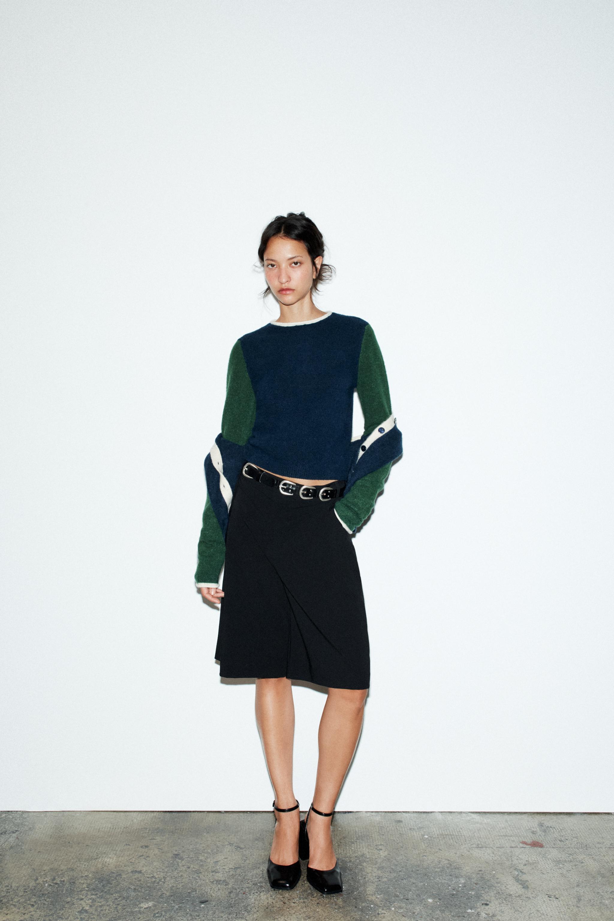 ZARA カラーブロックパーカ　Mサイズ ☆即発送☆【ZARA】ザラ カラー ブロック ニット ジャケット