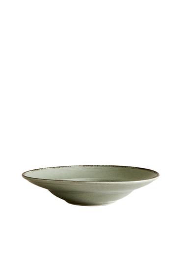 PORCELAIN PASTA PLATE WITH ANTIQUE FINISH RIM - Sea green by Zara
