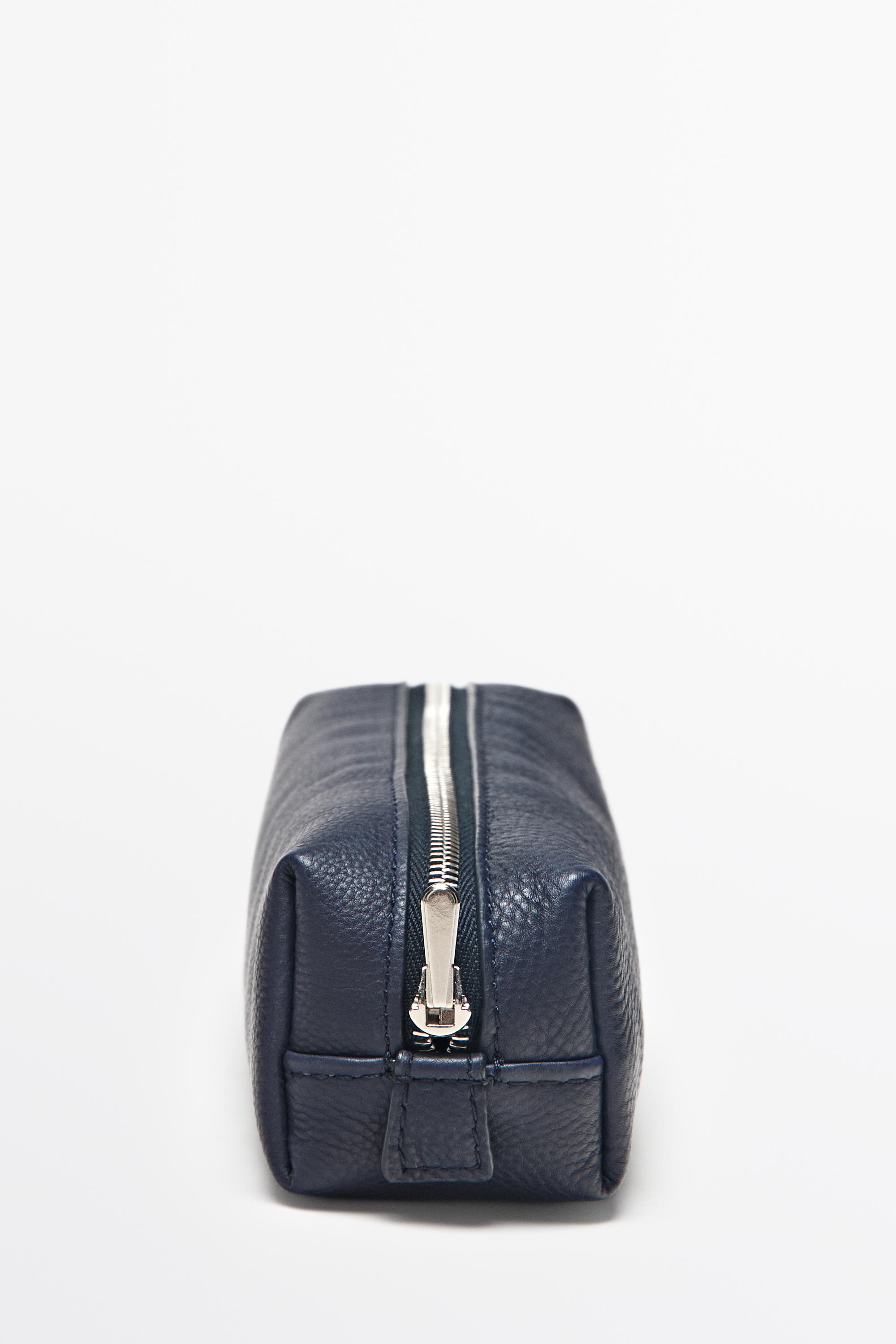 Trousse zippée en cuir nappa