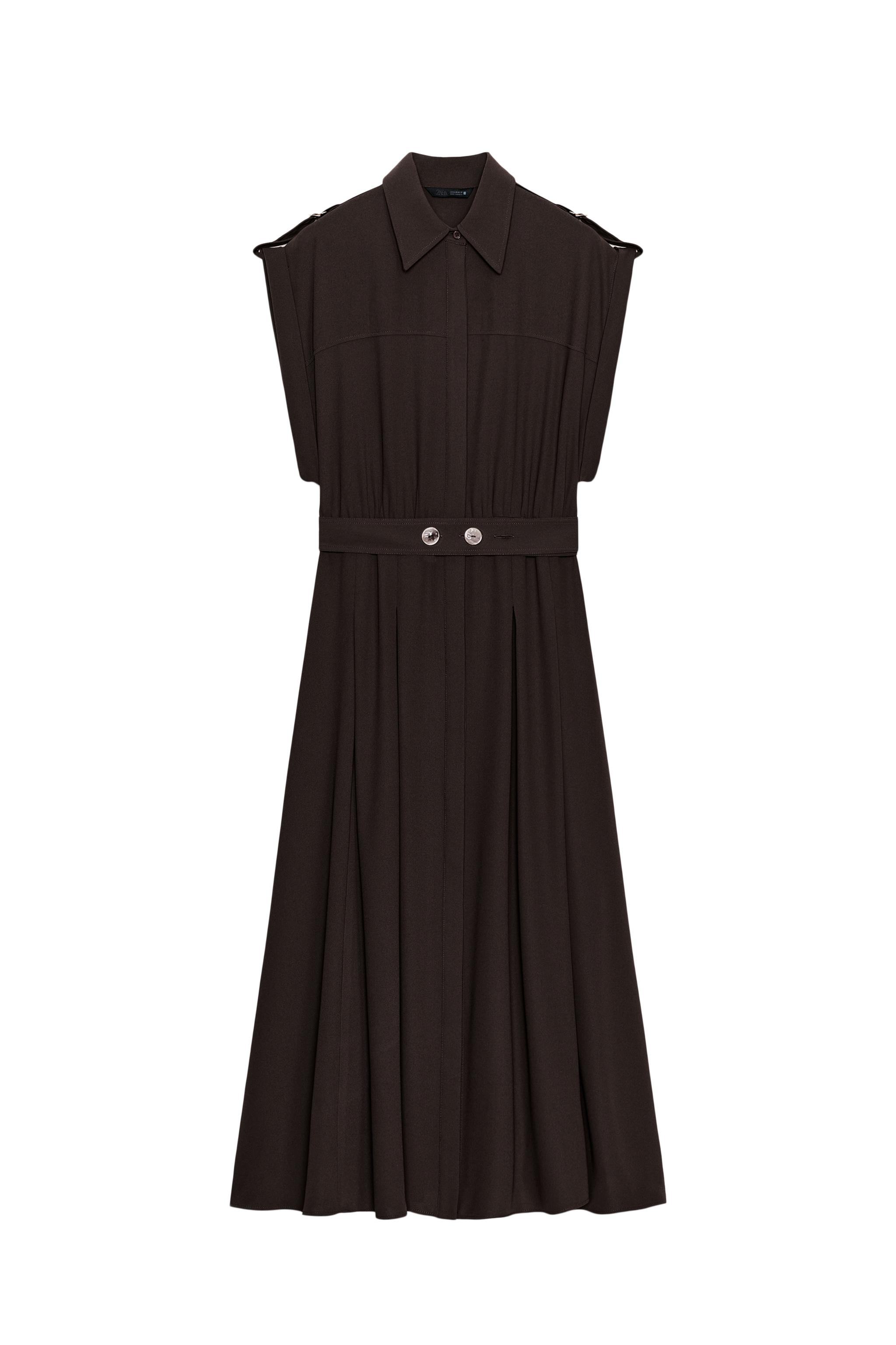 zara belted midi dress BELTED MIDI DRESS - Ecru