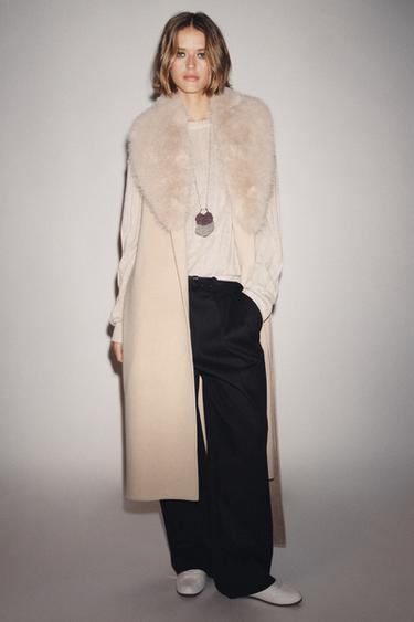 GILET COL EFFET FOURRURE ZW COLLECTION - Écru de Zara - Image 5