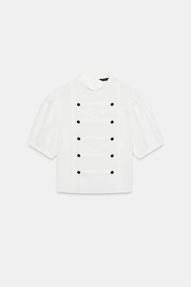 FIREMAN CLASP PUFF SLEEVE SHIRT - Oyster-white by Zara - Image 6
