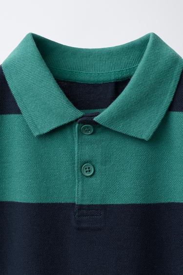 POLO À RAYURES TEINT EN PIÈCE - Vert de Zara - Image 2