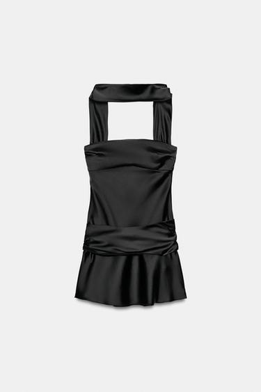 VESTIDO SATINADO FOULARD - Negro de Zara