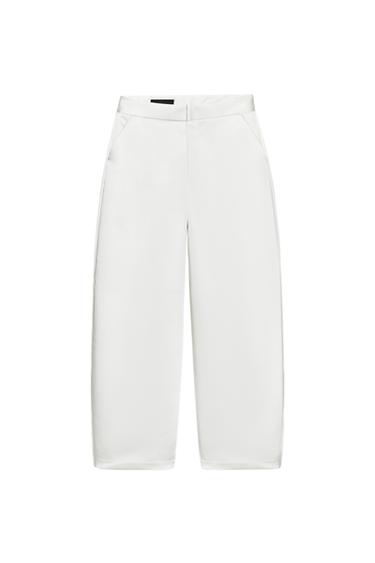 PANTALÓN SATINADO BALLON - Blanco roto de Zara