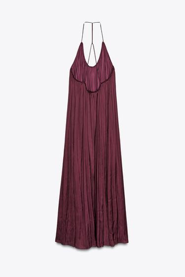 ZW COLLECTION LONG SATIN DRESS - Burgundy by Zara - Image 12