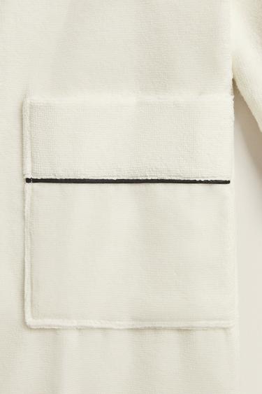 BATHROBE WITH PIPING (400 GXM²) - Black by Zara - Image 5