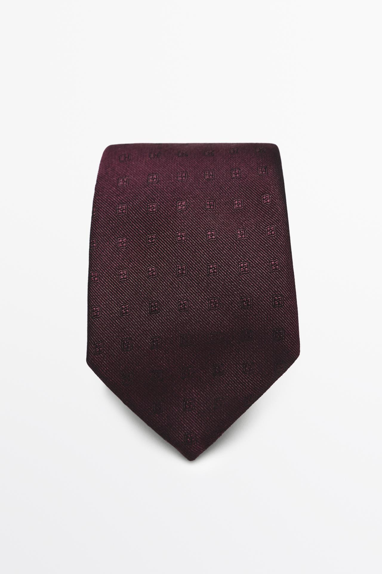 100% silk tie with embroidered detail — white
