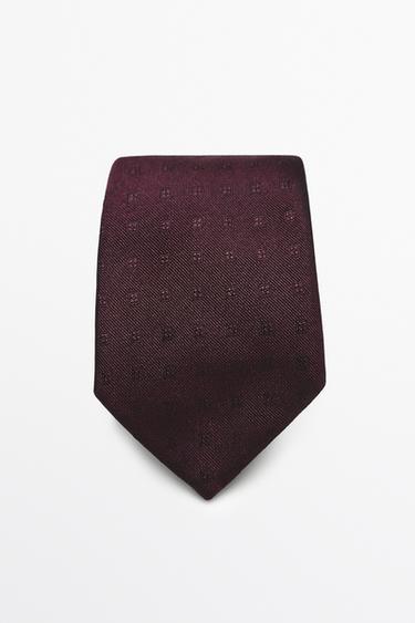 100% silk tie with embroidered detail — white 1