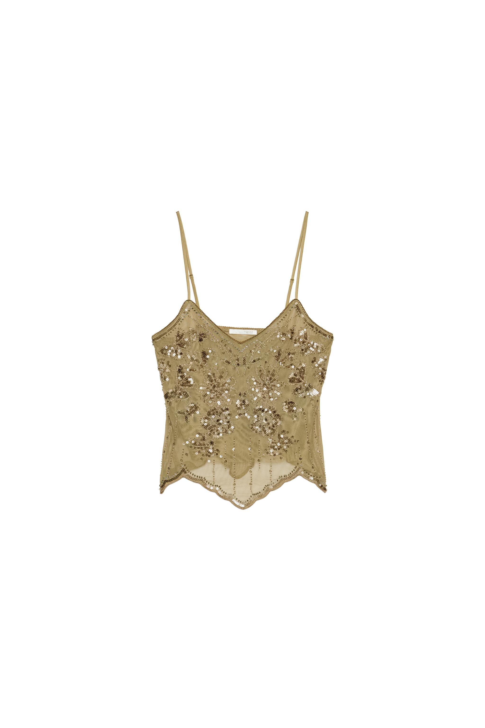 サラです！ EMBROIDERED CAMISOLE - Light blue | ZARA United States