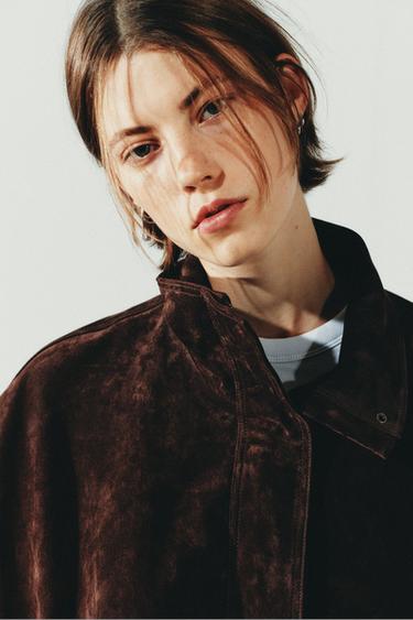 SUEDE LEATHER JACKET - Dark brown by Zara - Image 3