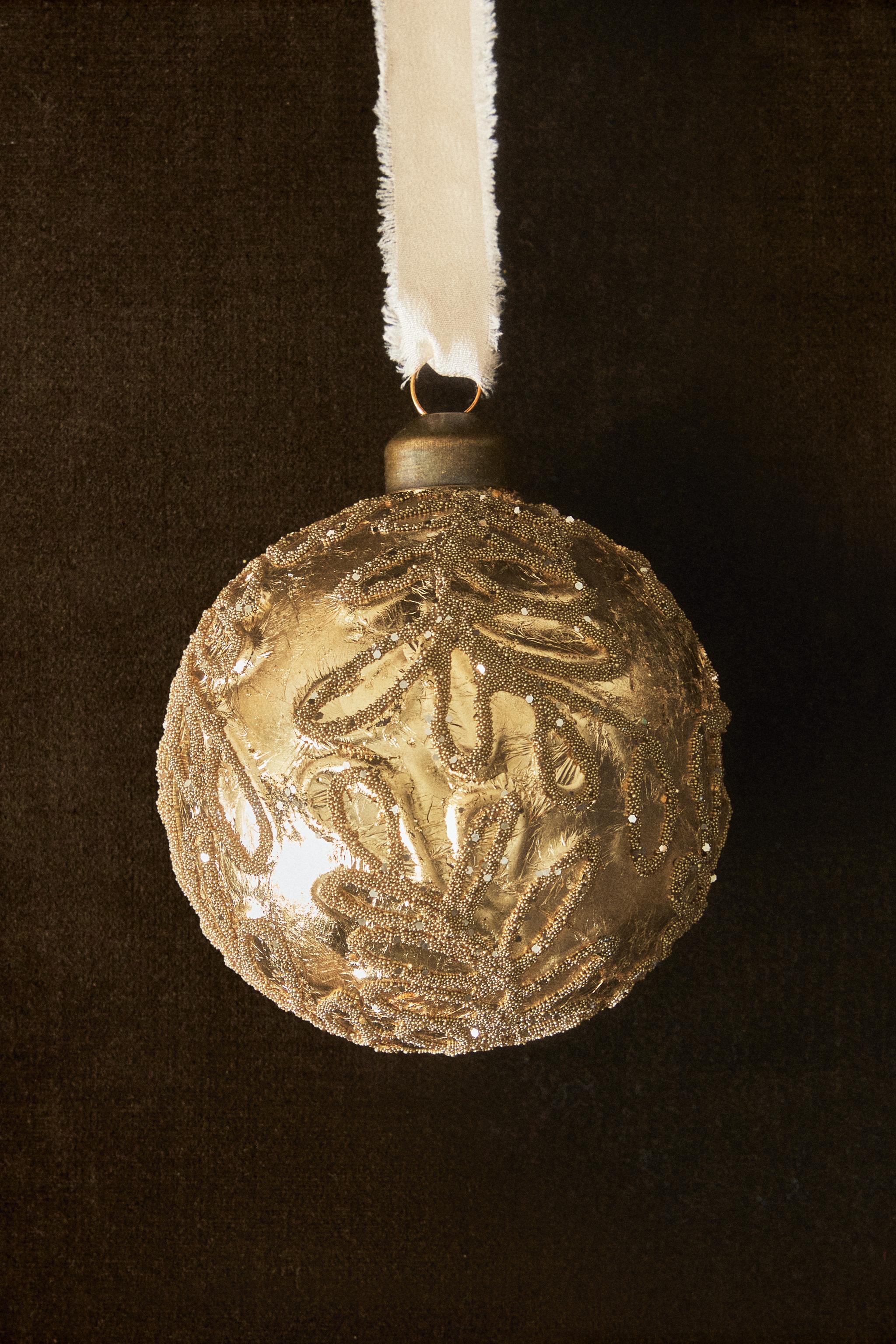 GLASS CHRISTMAS TREE FLOWER ORNAMENT - Golden | ZARA United States
