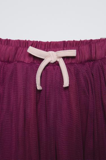 JUPE EN TULLE BANDE LATÉRALE - Bordeaux de Zara - Image 2