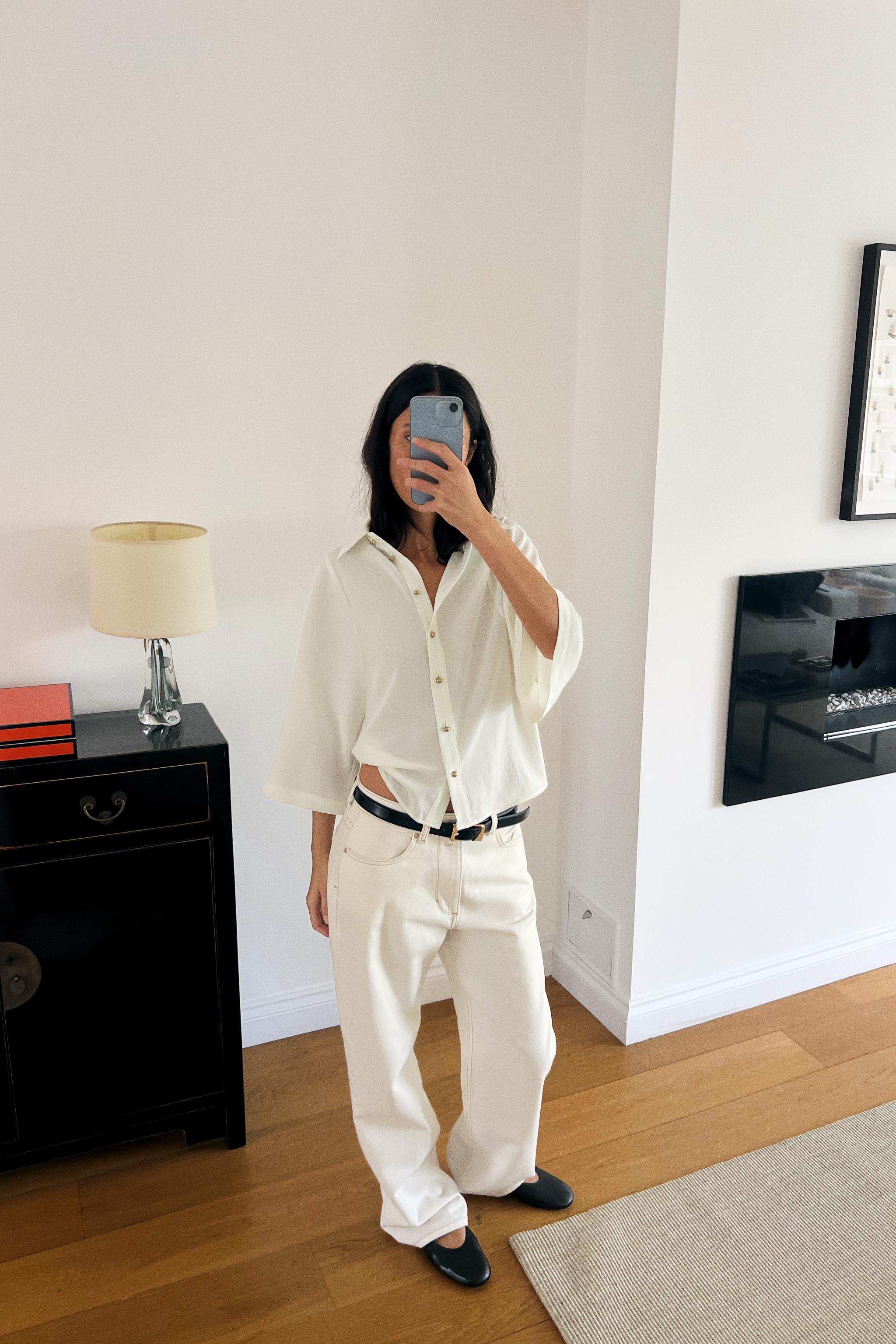 CAPE SLEEVE SHIRT — Ecru
