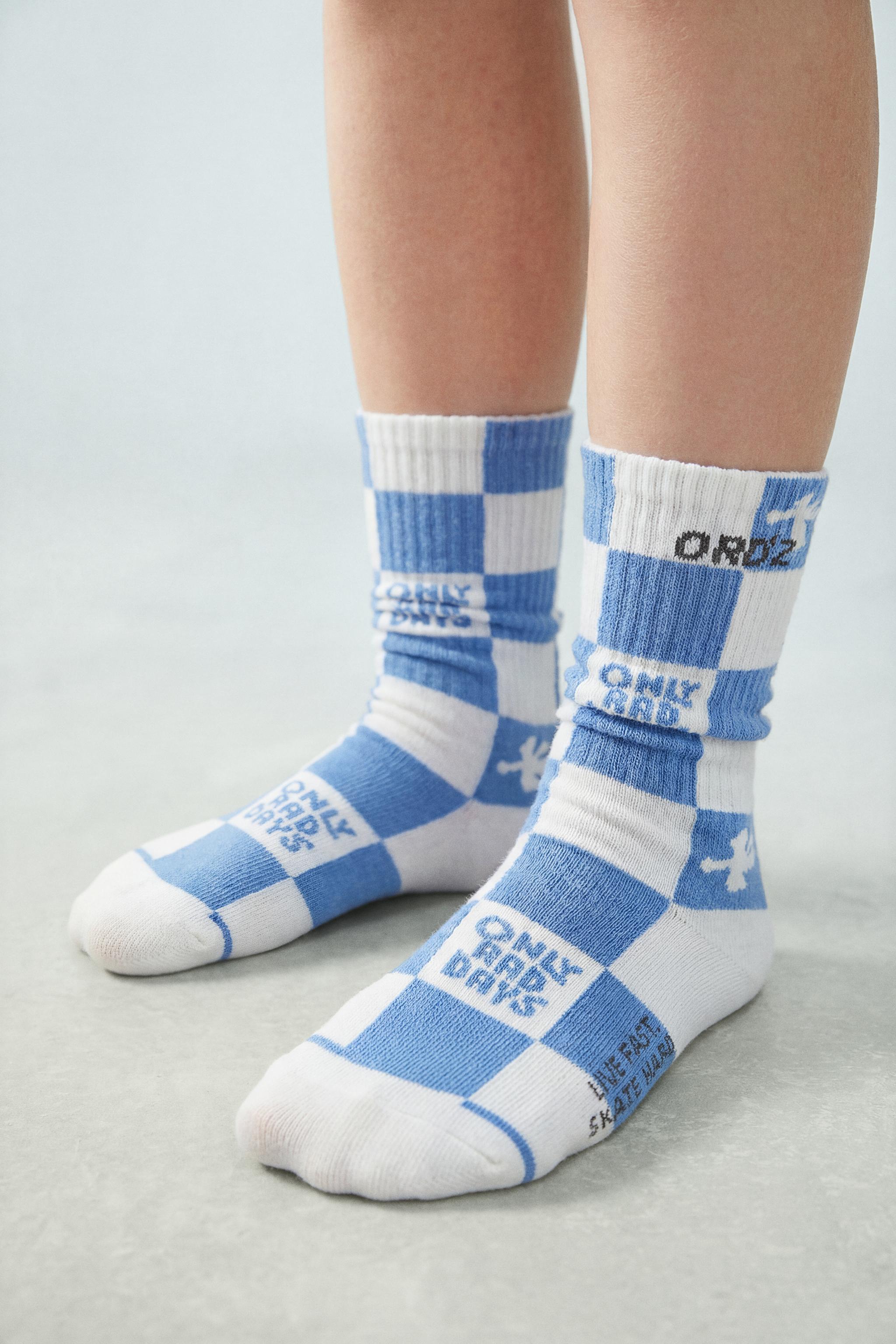 TWO-PACK OF CHECKERED LOGO HIGH SOCKS