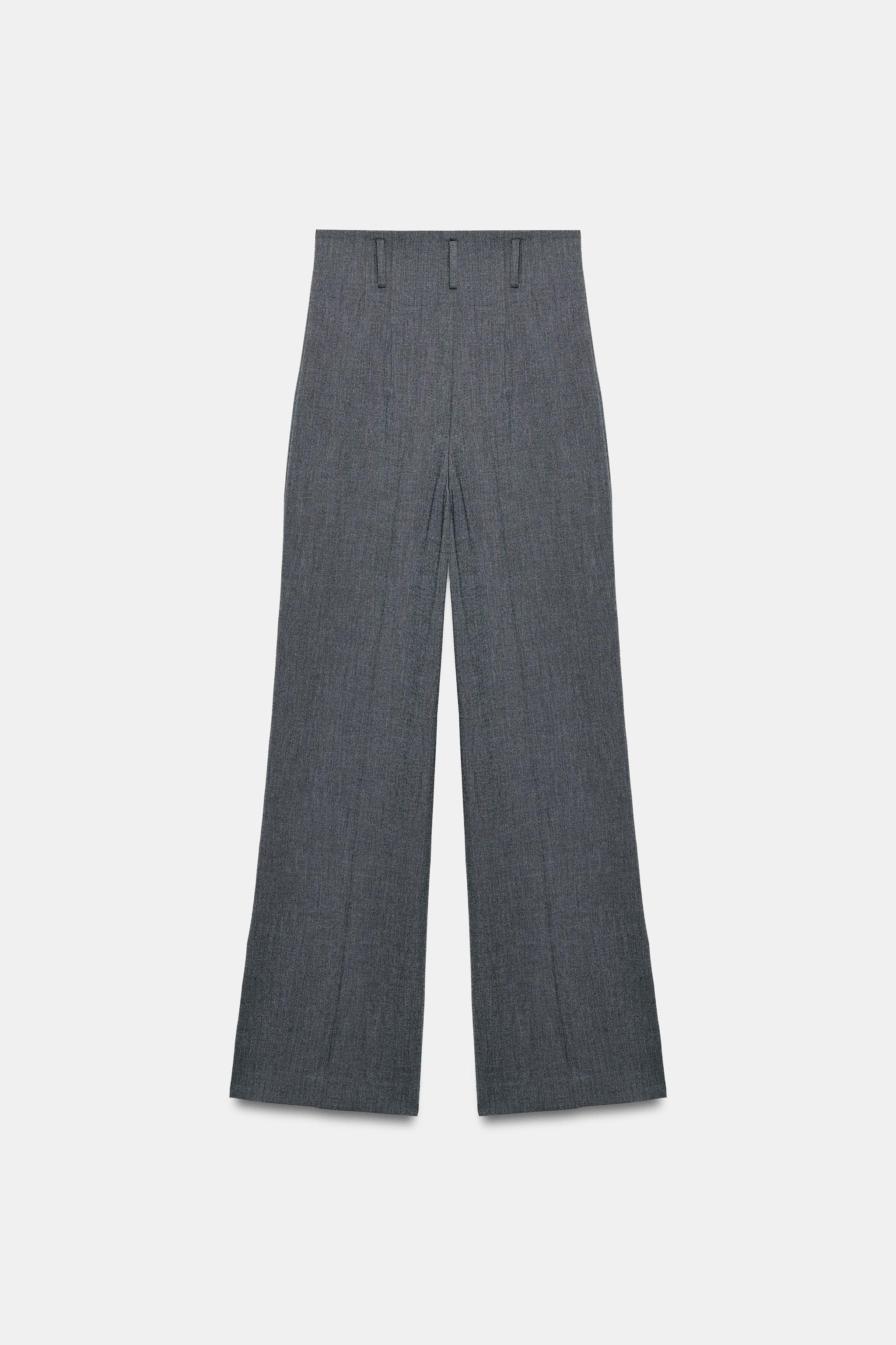 ZW COLLECTION HIGH-RISE TROUSERS - Gray marl | ZARA United States