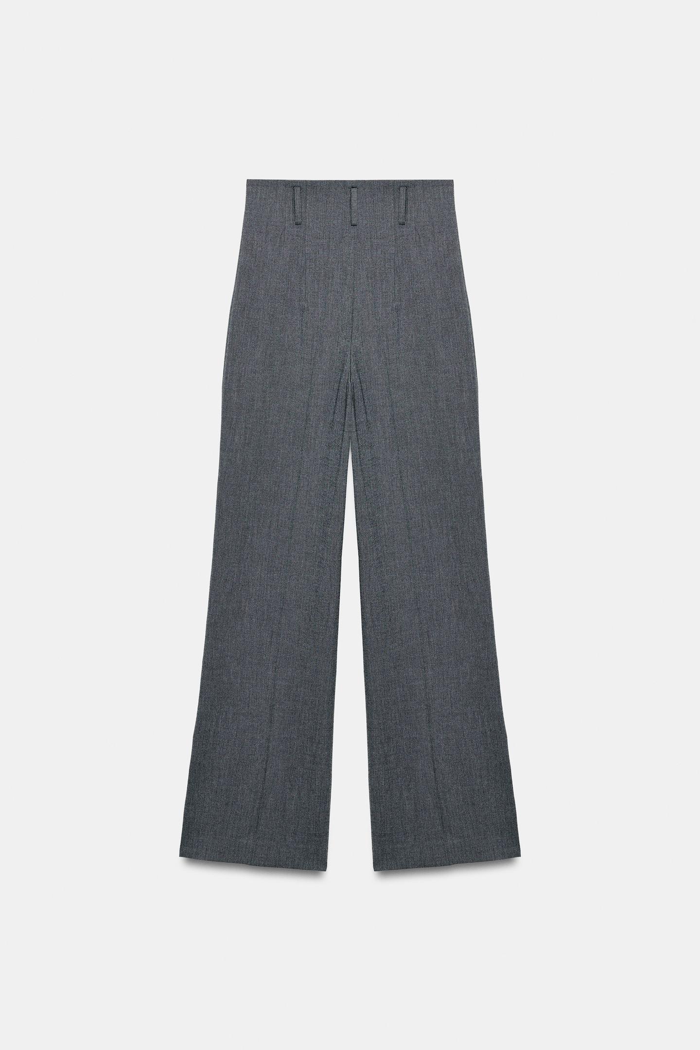 Женские брюки Zara ZW Collection High-Rise, цвет: Серый меланжевый — фото 7