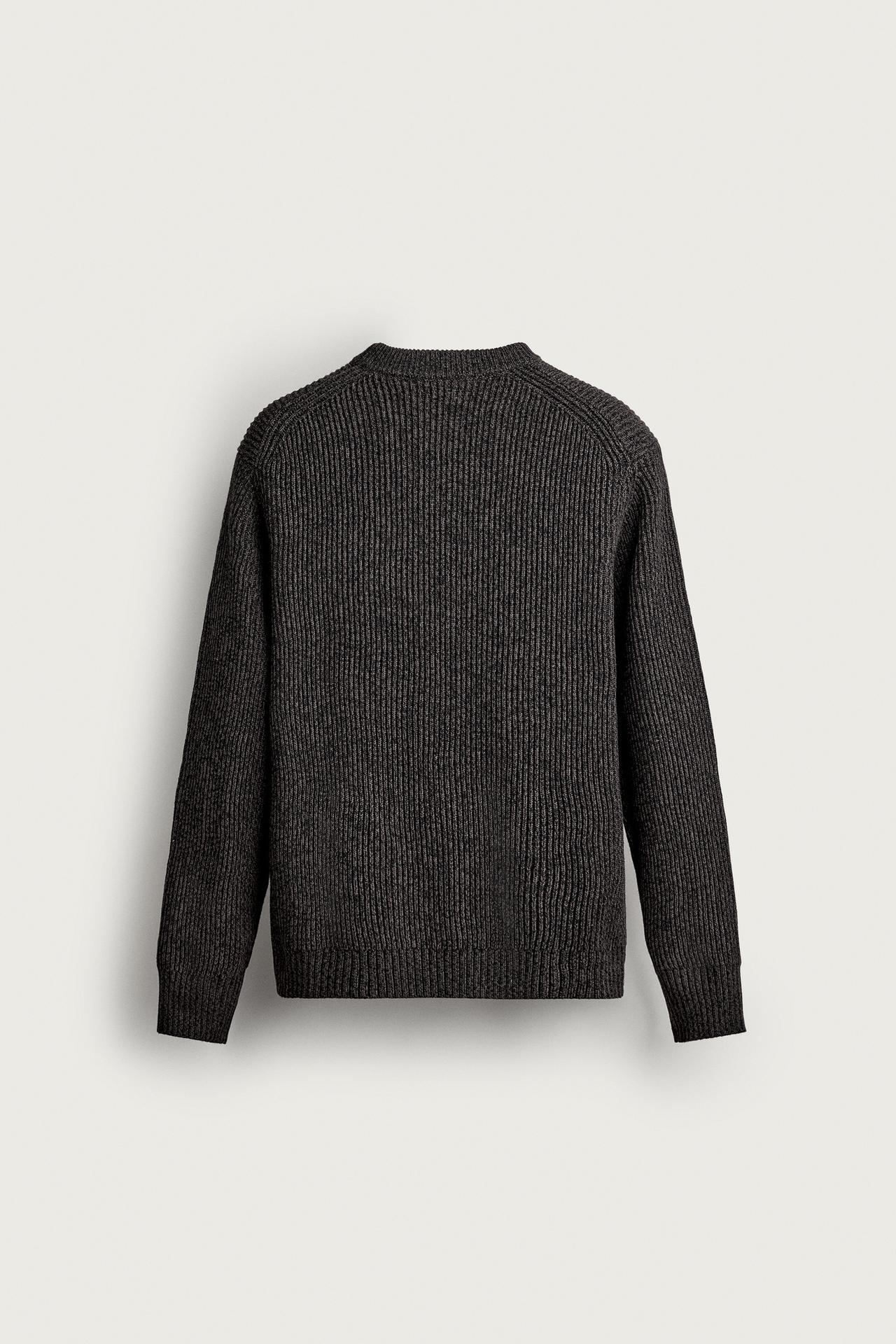 STRUCTURED REGULAR FIT SWEATER — Gray marl