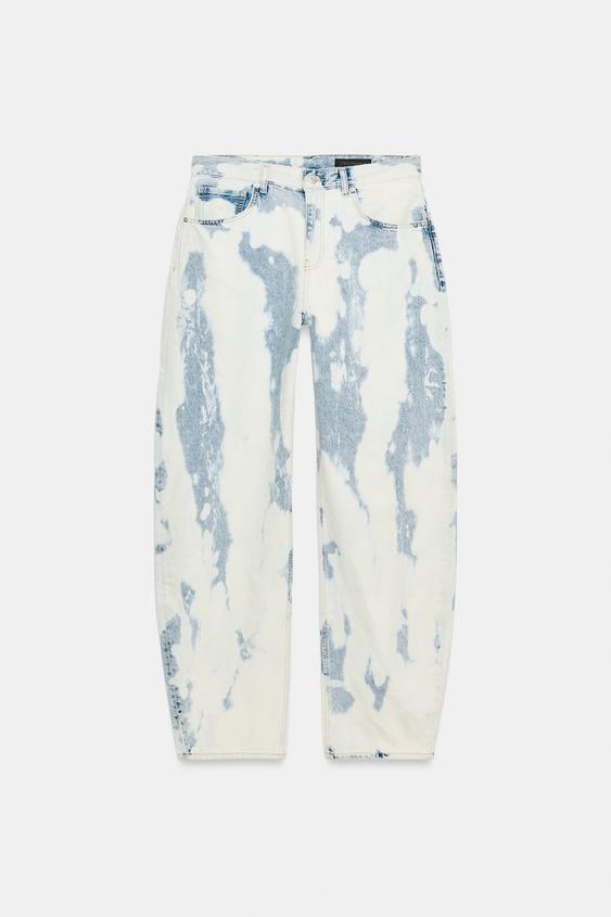 JEANS ZW COLLECTION BARREL TIRO MEDIO ESTAMPADO - Azul claro de Zara - Imagen 0