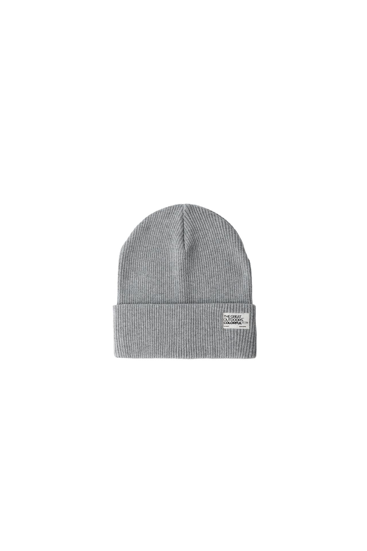 RIBBED KNIT LABEL HAT — Gray