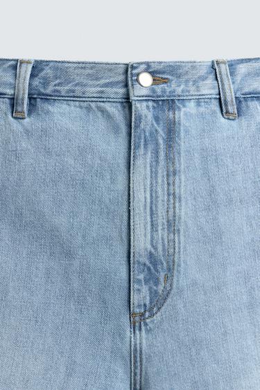 RELAXED FIT DENIM JORTS - Light blue by Zara - Image 7