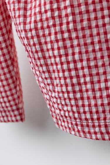 PANTALON À CARREAUX VICHY - Blanc / Rouge de Zara - Image 3