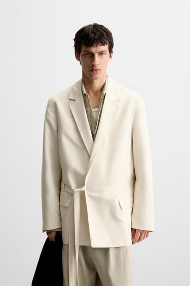 Zara TIE SUIT BLAZER - Sand