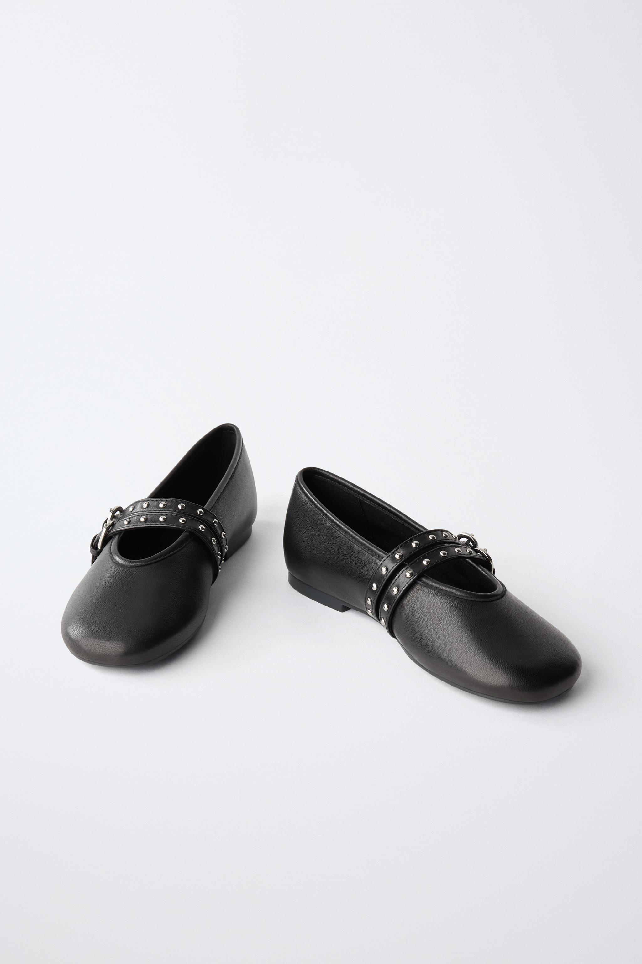 BALLERINES EN CUIR À DOUBLE BOUCLE