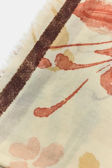 100% COTTON FLORAL PRINT SCARF - Sand by Zara - Image 3