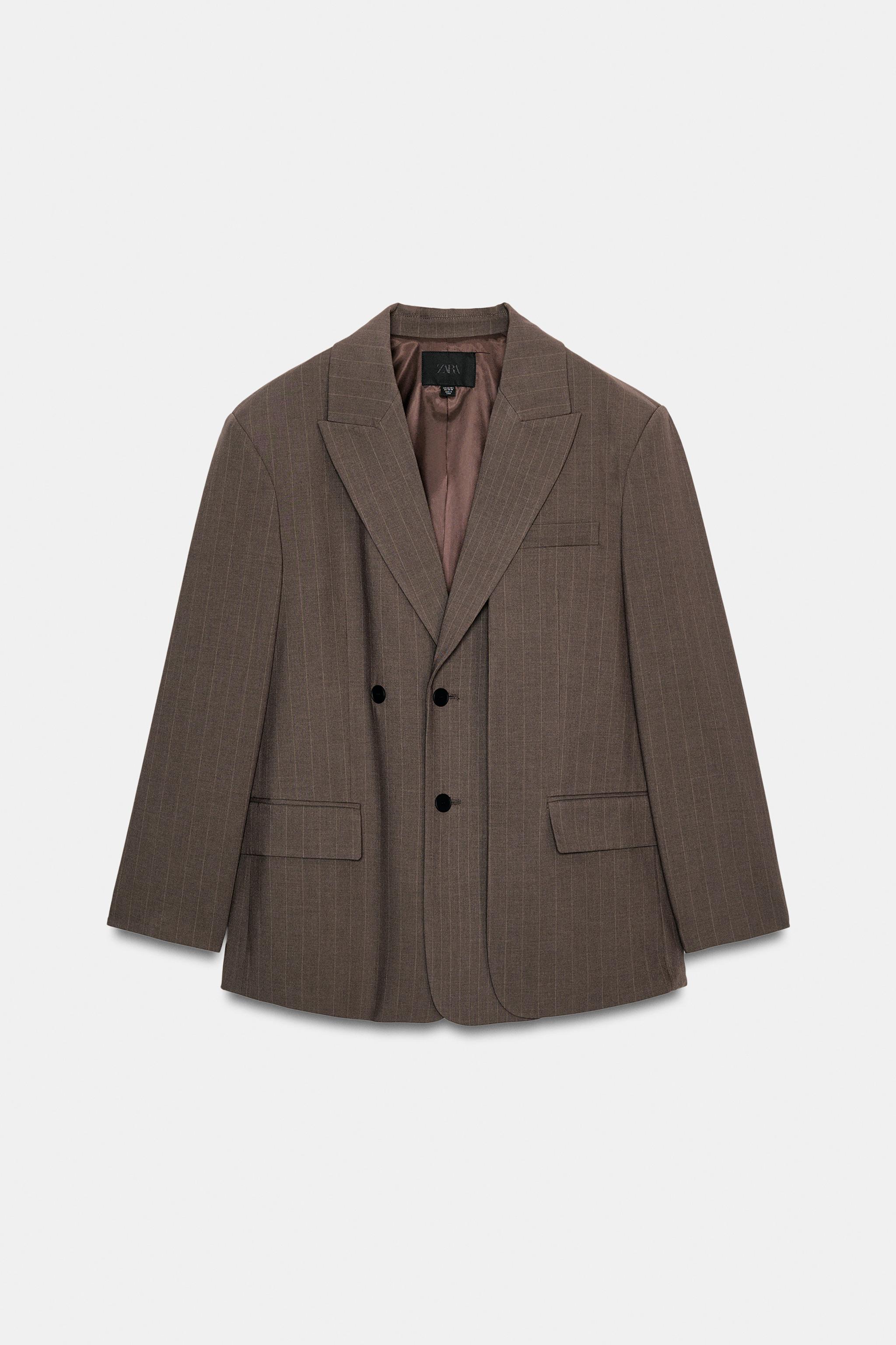 ÇİFT KUMAŞ ÇİZGİLİ OVERSIZE BLAZER - Görsel 5
