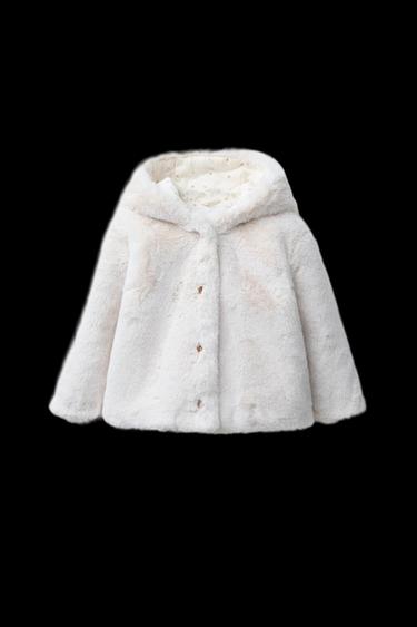 CAZADORA CAPUCHA EFECTO PELO - Crudo de Zara - Imagen 0