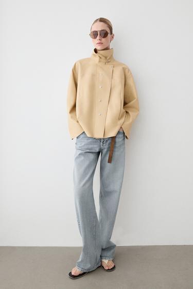 Chemise en cuir nappa - Jaune de Zara