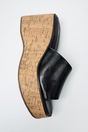 CORK EFFECT WEDGES - Black by Zara
