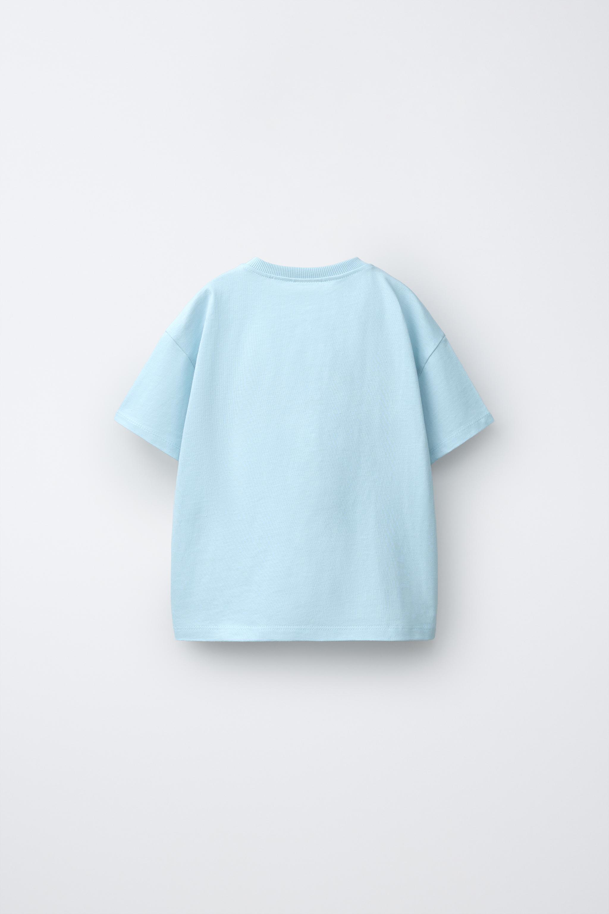 EMBROIDERED TEXT T-SHIRT - Light sky blue | ZARA United States