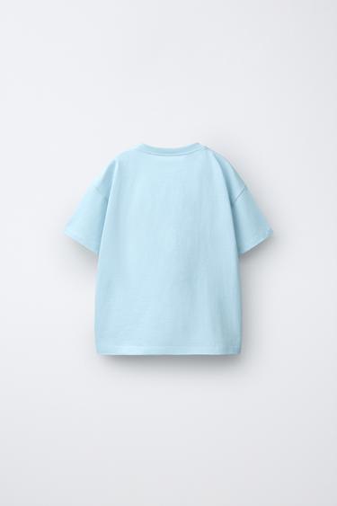 T-SHIRT BRODÉ À INSCRIPTION - Bleu ciel de Zara - Image 1
