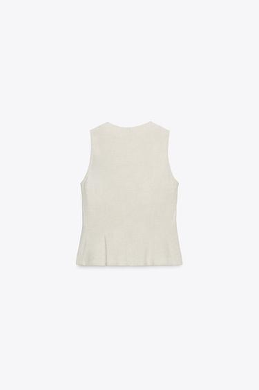 GILET CROISÉ AVEC LIN - Écru de Zara - Image 5