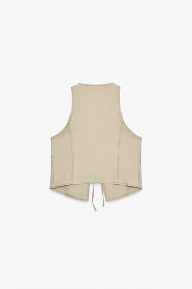 WASHED-EFFECT WAISTCOAT TOP - camel by Zara - Image 2